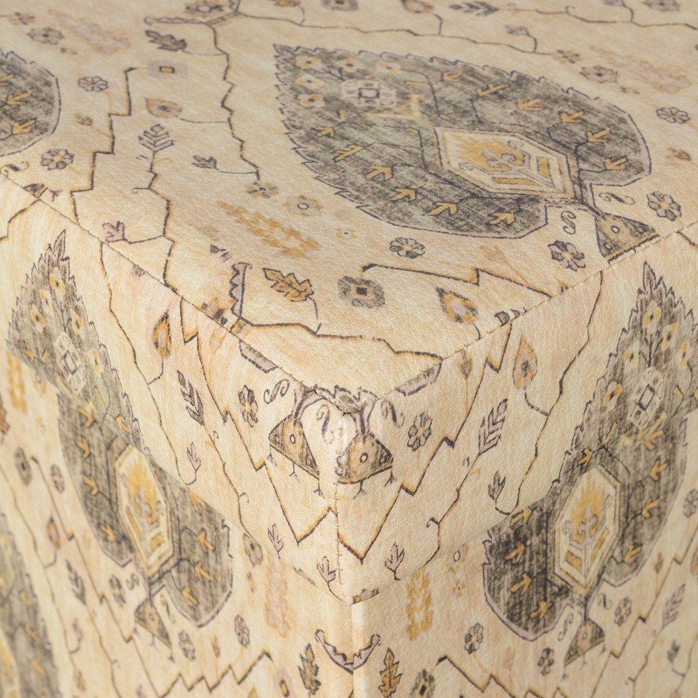 Puff plegable oriental verde de madera para salón Sol Naciente