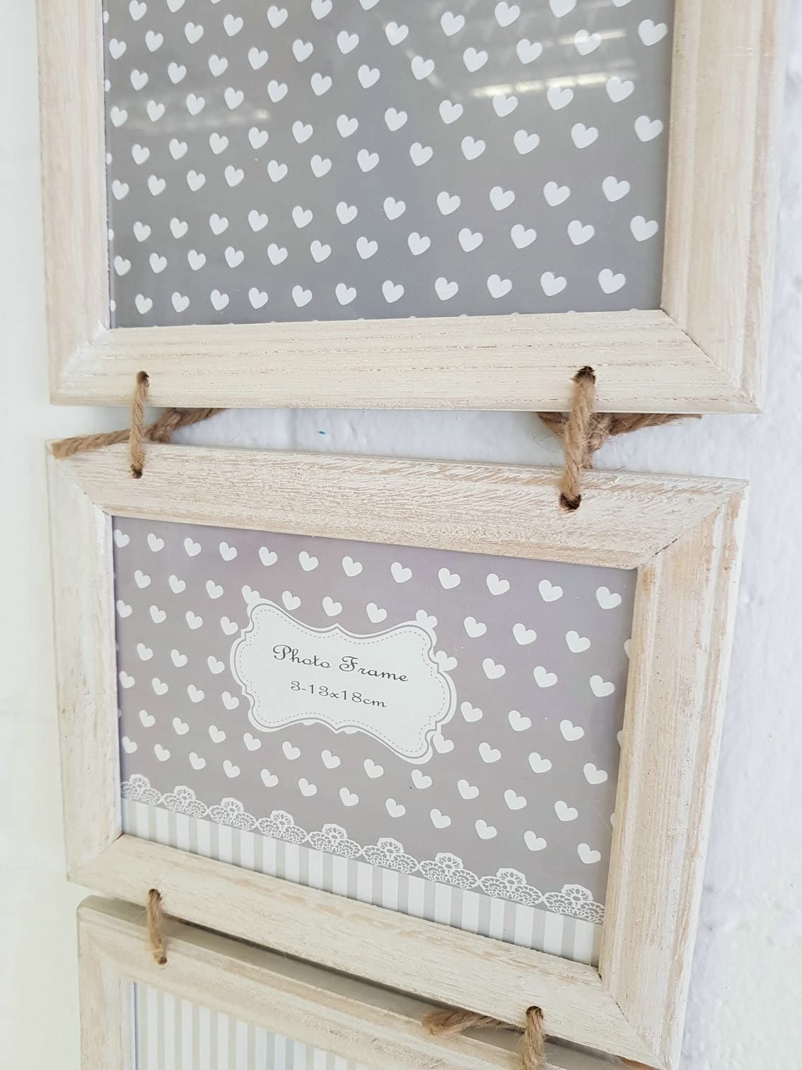 Marco de fotos multiple colgante original de madera para 3 fotos 13x18 cm