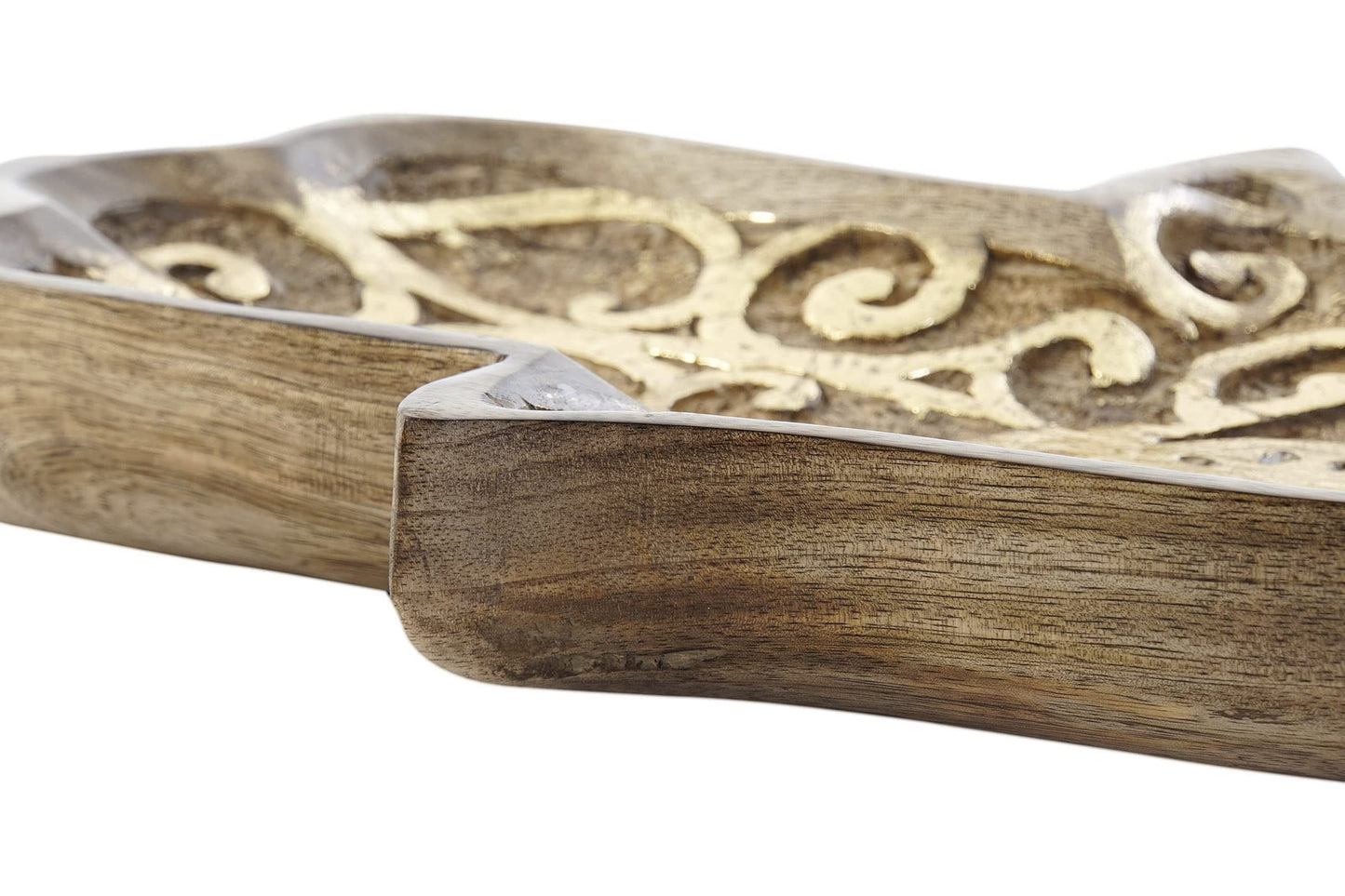 Bandeja vaciabolsillos Mano de Madera Mango Hamsa Tallado, Oscuro, 30X22X4