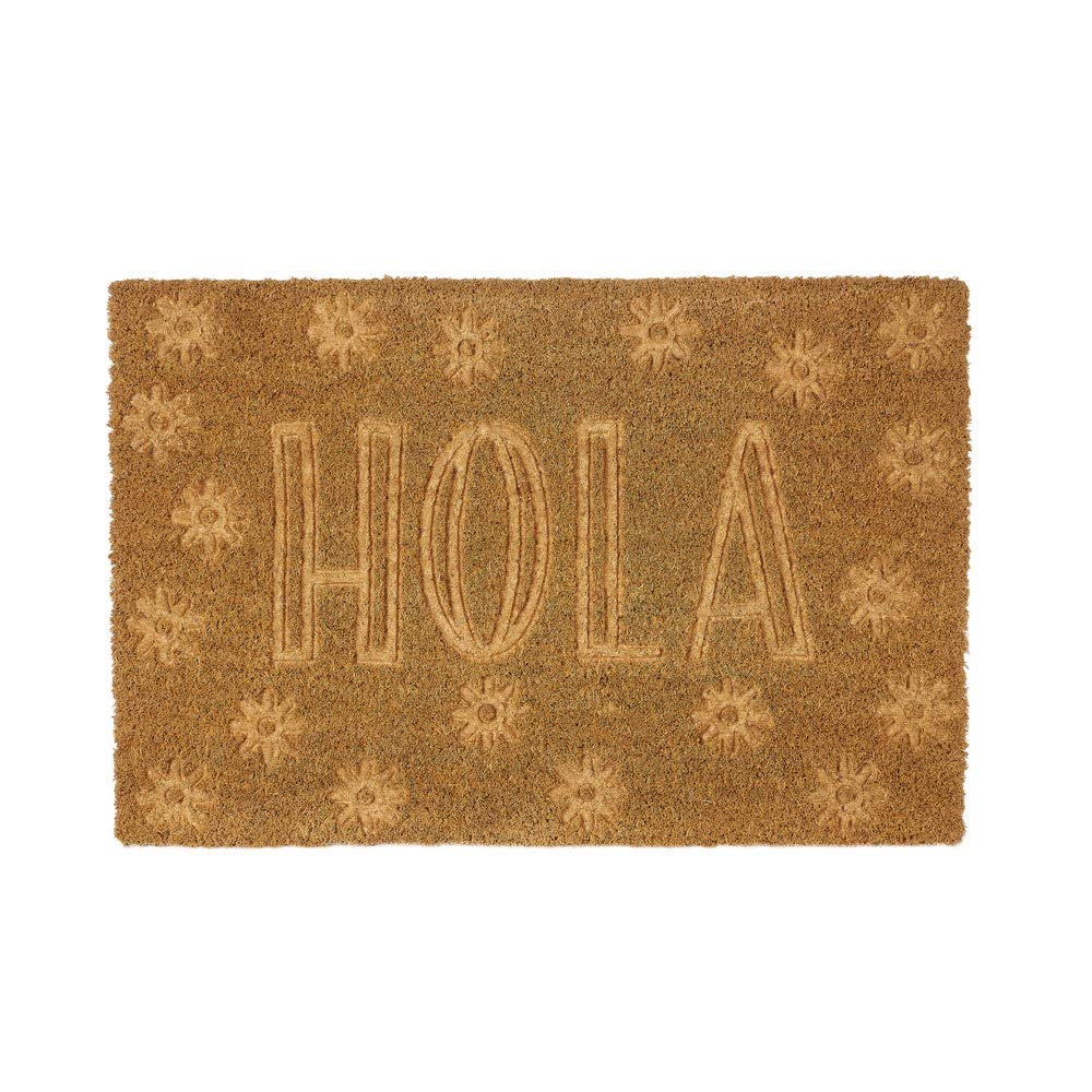 Felpudo Antideslizante Frases, Flores, Bicicleta, Hojas de Fibra de Coco de 60x40 cm
