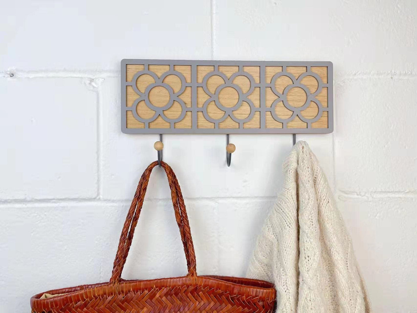 Perchero de Pared Madera de 3 Colgantes Triple Panot Barcelona