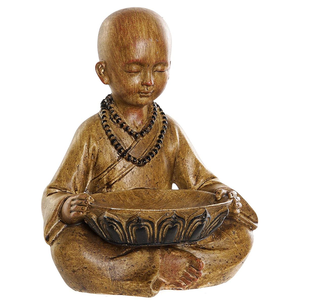 Figura Monje Marron Resina Decoracion 22 cm