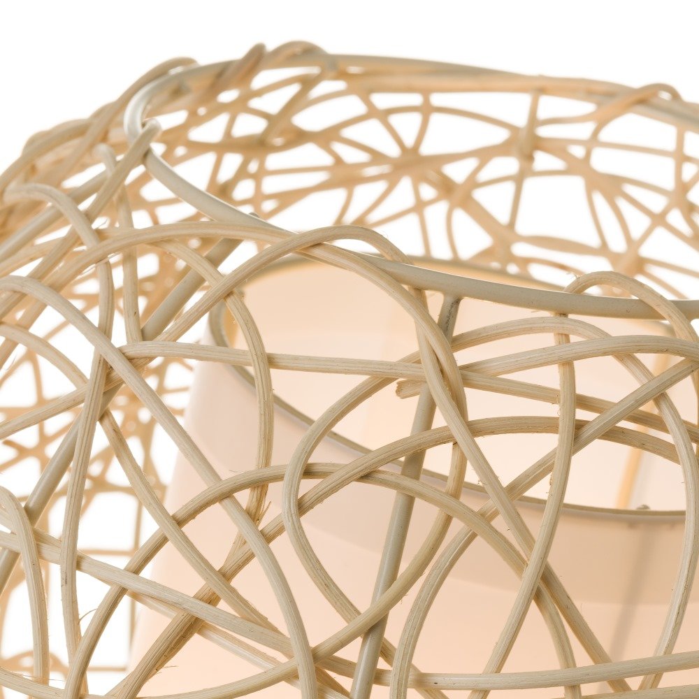 Lámpara de Mesa de Rattan Natural Beige étnico para Dormitorio France