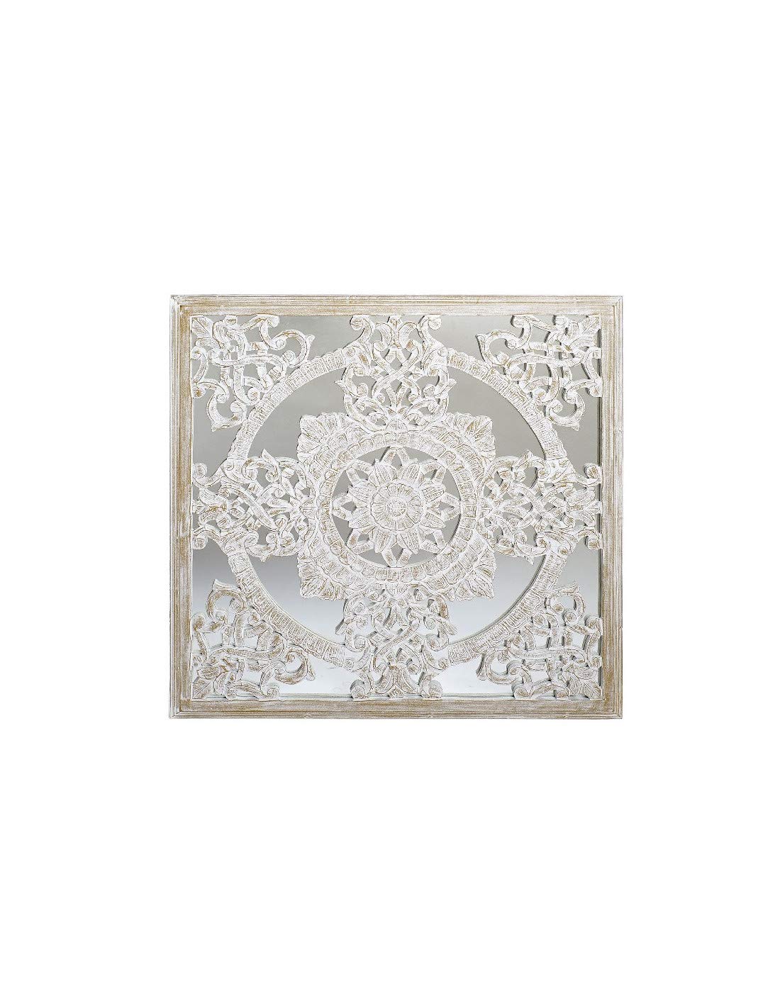 S3007685 Decoración de Pared Cristal Indio, Blanco, 90 x 2 x 90 cm