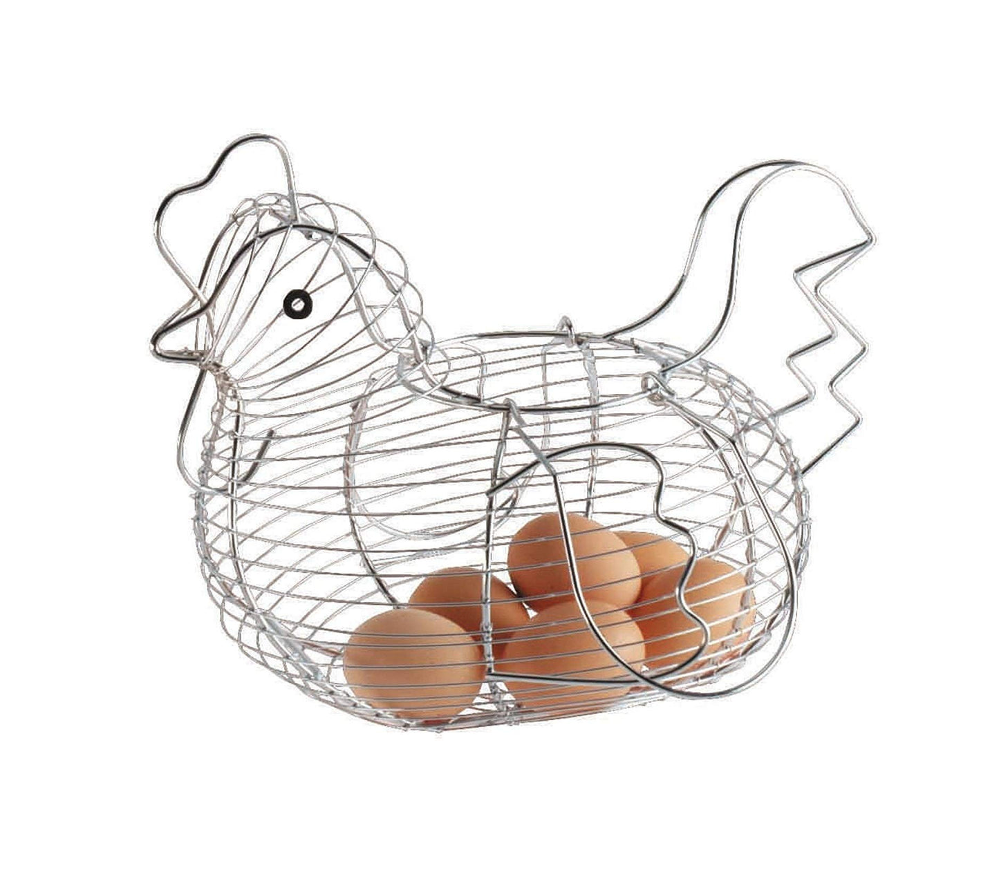 Huevera de gallina clásica plateada de metal para cocina Basic