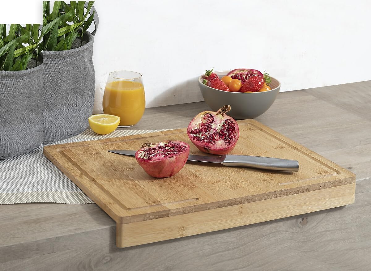 Tabla Cortar Corte Cocina con Soporte Madera Bambu Tabla Encimera (35x25 CM)