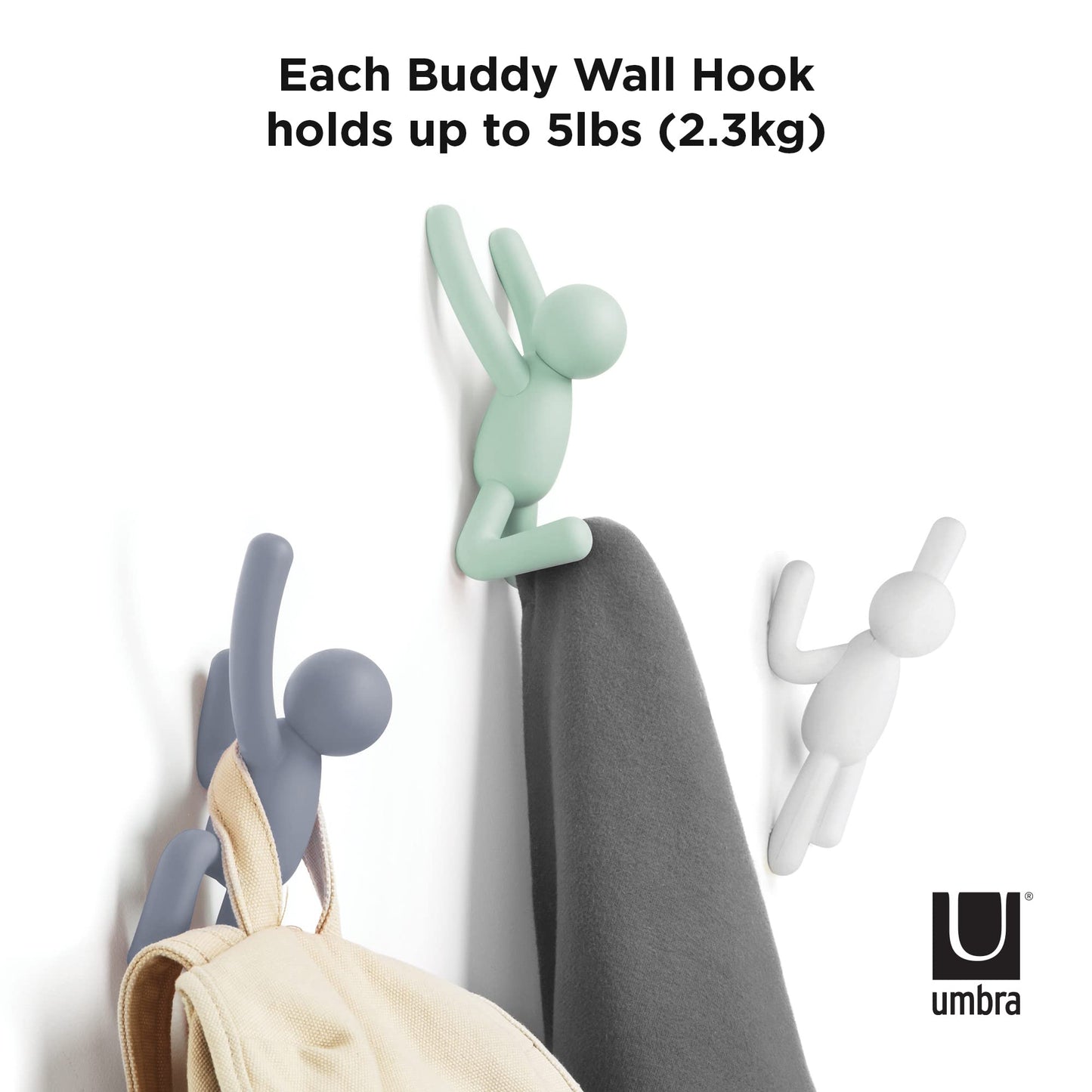 Umbra Buddy Ganchos de pared, juego de 3