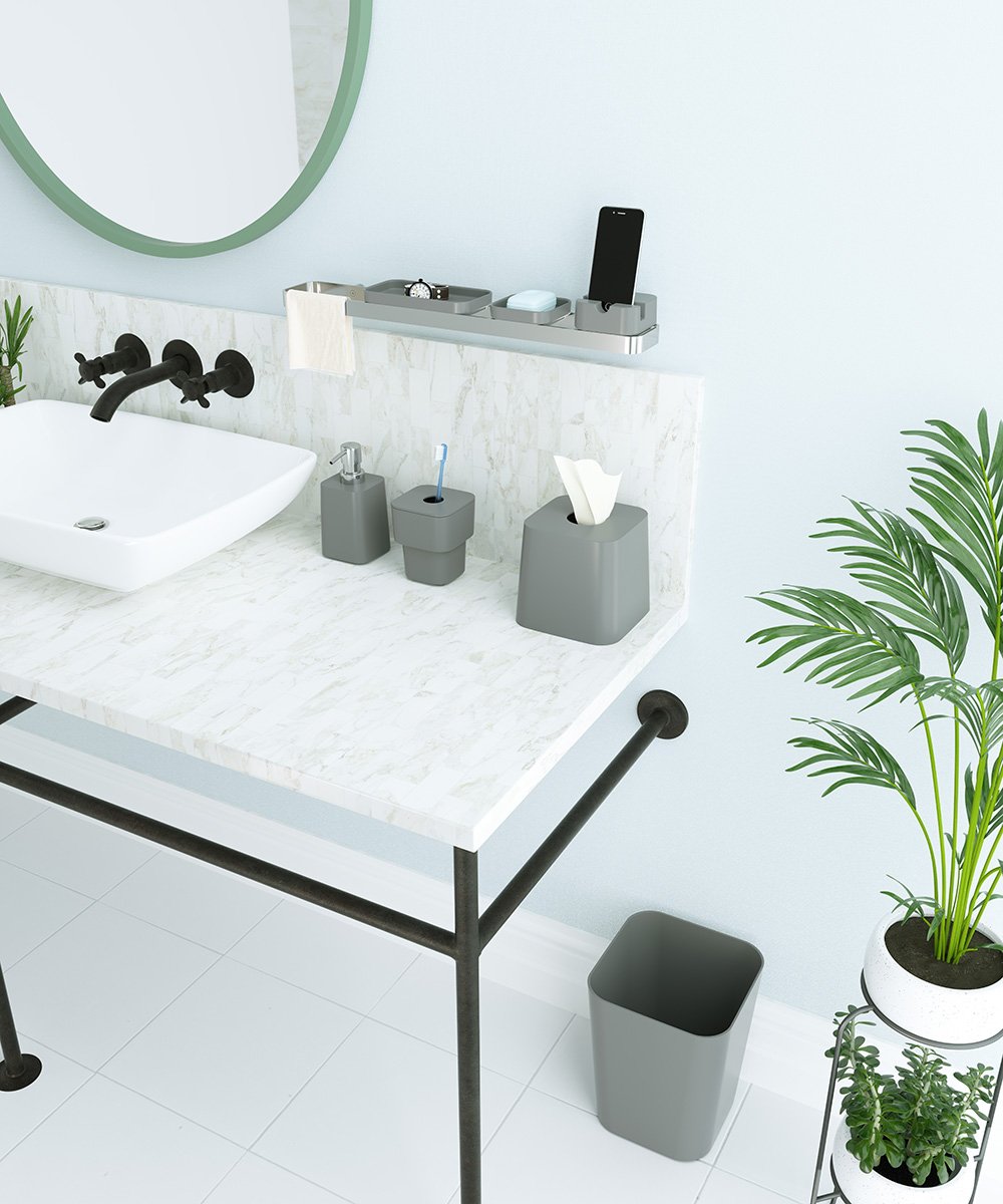 scillae teléfono soporte, soporte para teléfono Soporte para teléfono Soporte, baño de melamina, acabado en gris mate