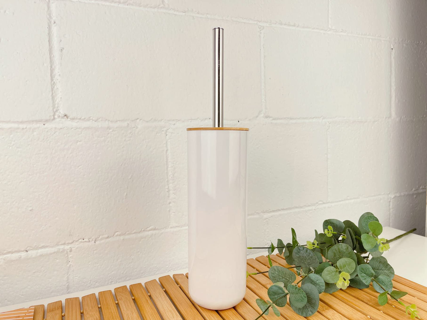 Set Accesorios Baño de Bambú Estilo nordico Blanco
