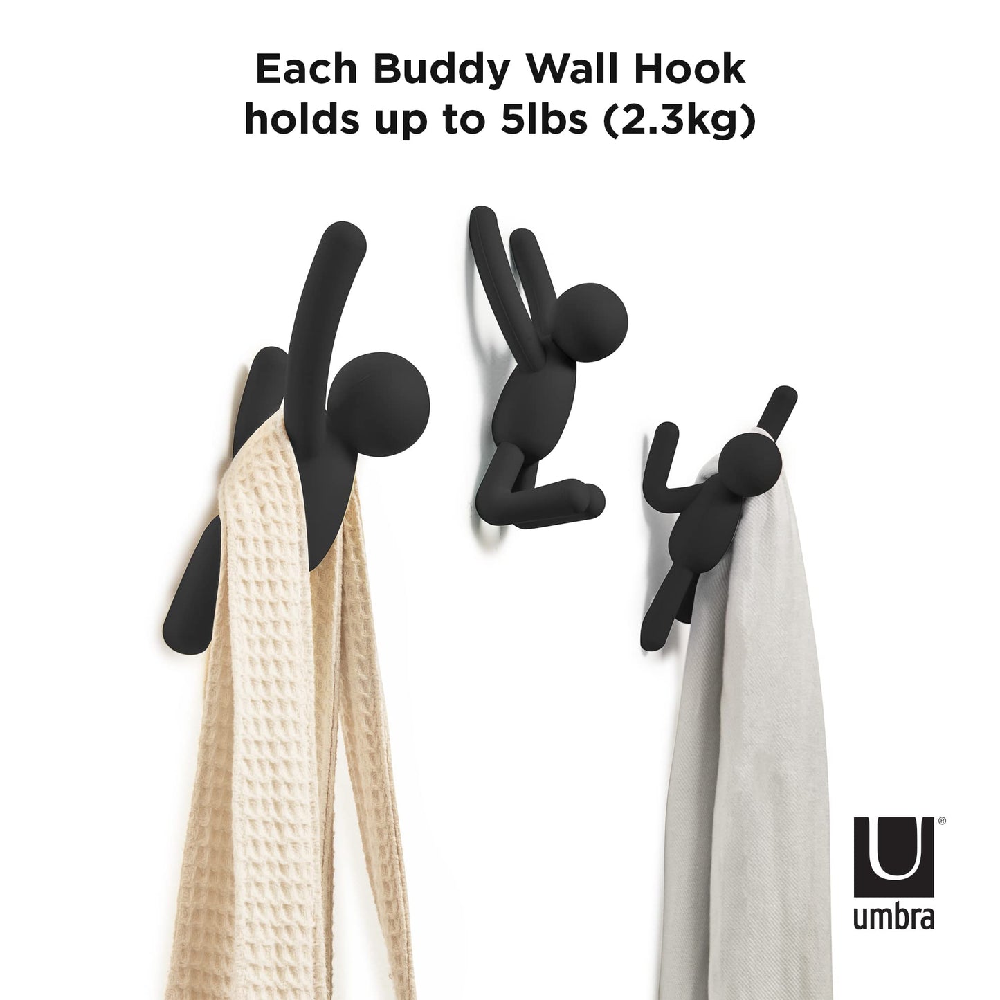 Umbra Buddy Ganchos de pared, juego de 3