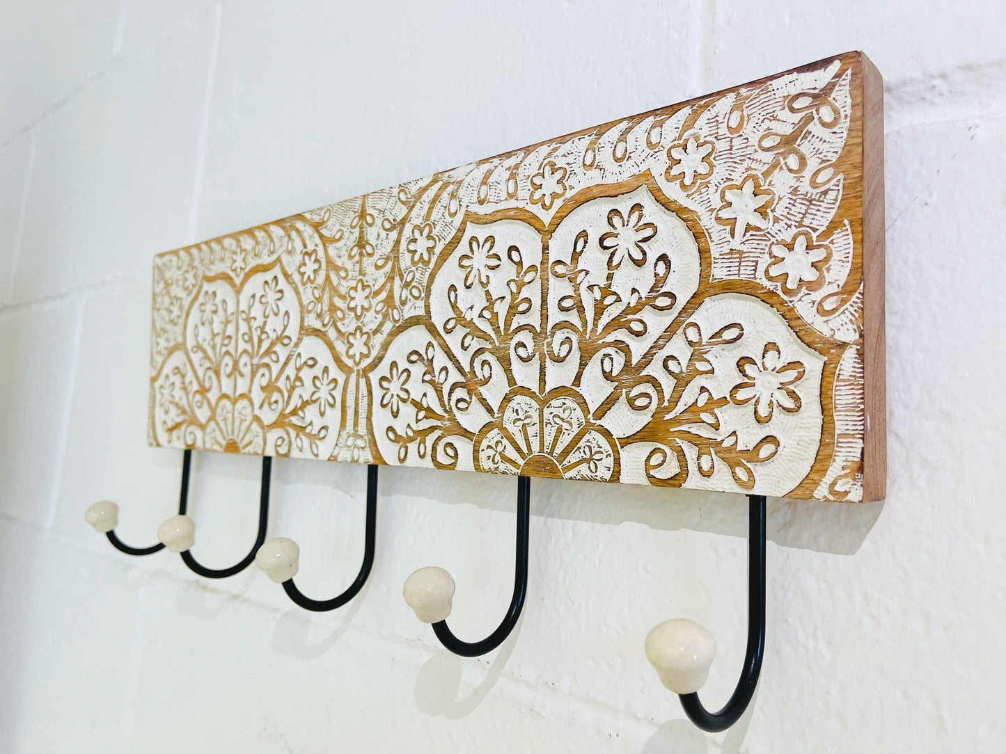 Perchero de Pared Madera Mango decape 5 colgadores