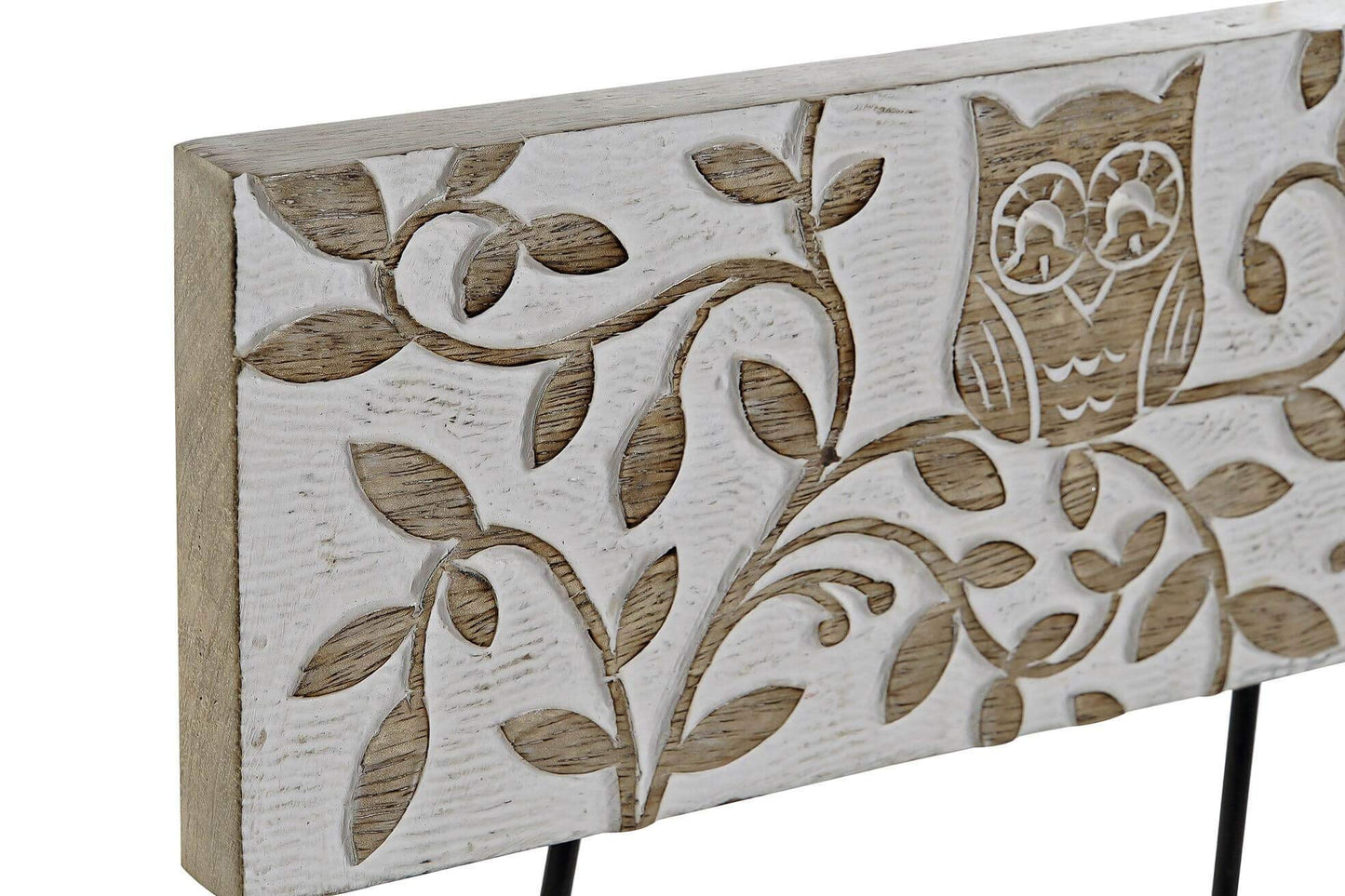 Perchero de Pared Madera Mango Tallado Buho 3 colgadores
