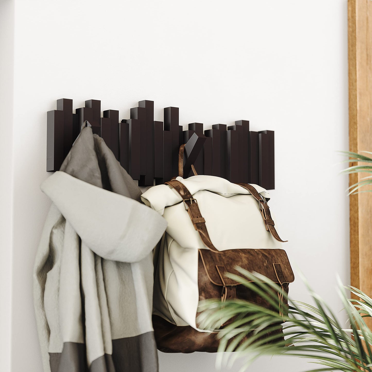 Perchero de pared con 5 ganchos extraíbles plastico