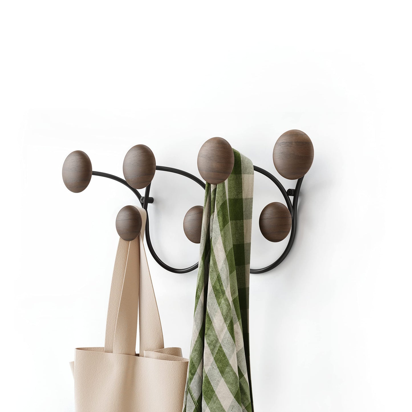 Dotsy Gancho, Madera y Metal, Negro/Noce, 7 Haken