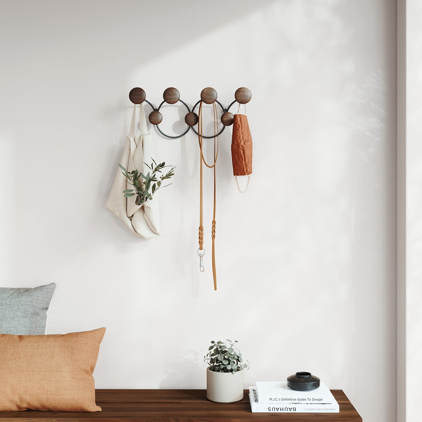Dotsy Gancho, Madera y Metal, Negro/Noce, 7 Haken