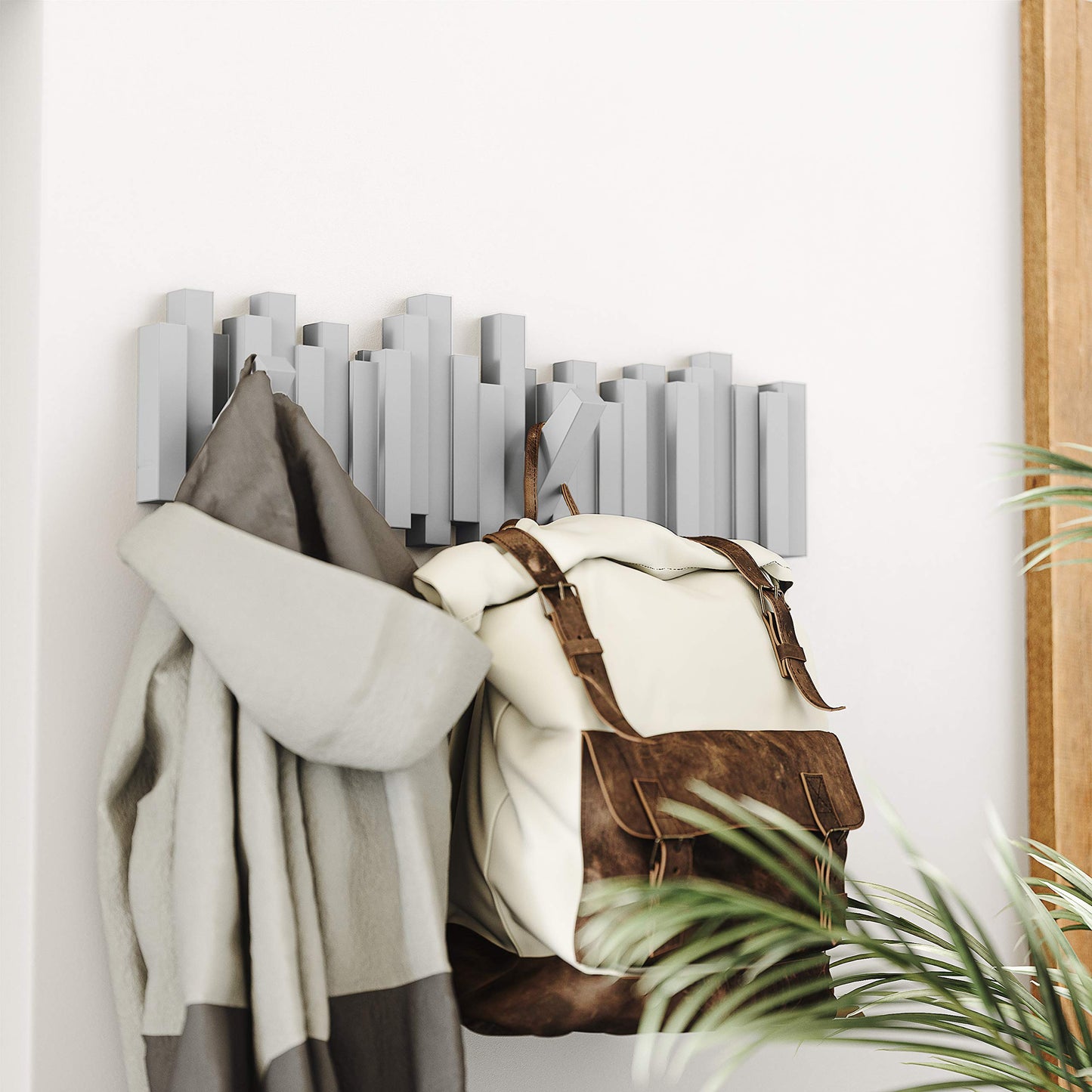 Perchero de pared con 5 ganchos extraíbles plastico