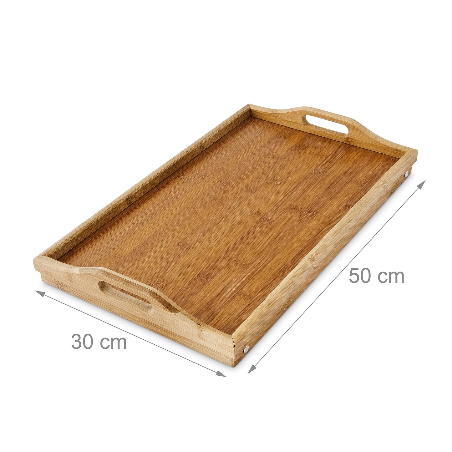 Relaxdays Betttablett Bambus H x B x T: ca. 21,5 x 47 x 27cm Betttisch mit klappbaren Beinen Serviertablett für Frühstück als Beistelltisch und Knietisch mit Griffen pflegeleicht und abwaschbar, natur