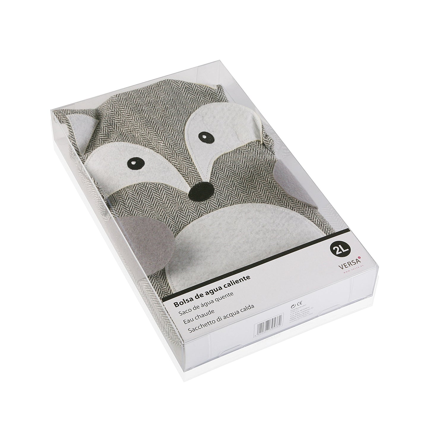 Bolsa De Agua Zorro Gris, 33,5x0,8x20,5cm, Textil, Animal