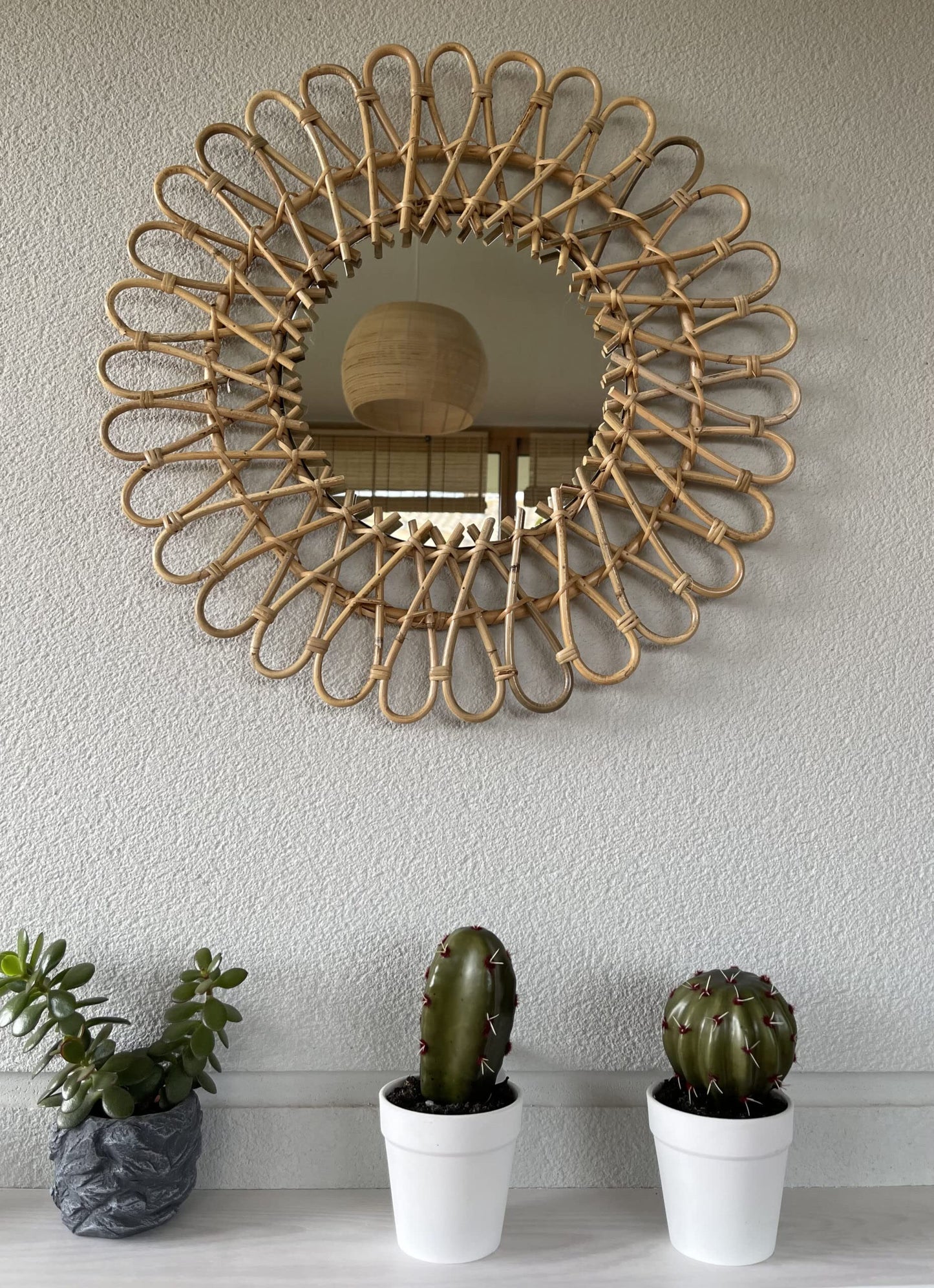 Espejo Rattan Redondo Moderno para salón de 55 cm