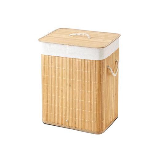 Cesto Para Ropa Sucia, Cubo con Tapa y Asas, Bolsa Lavable Extraíble, Cesta de Bambú Para Ropa