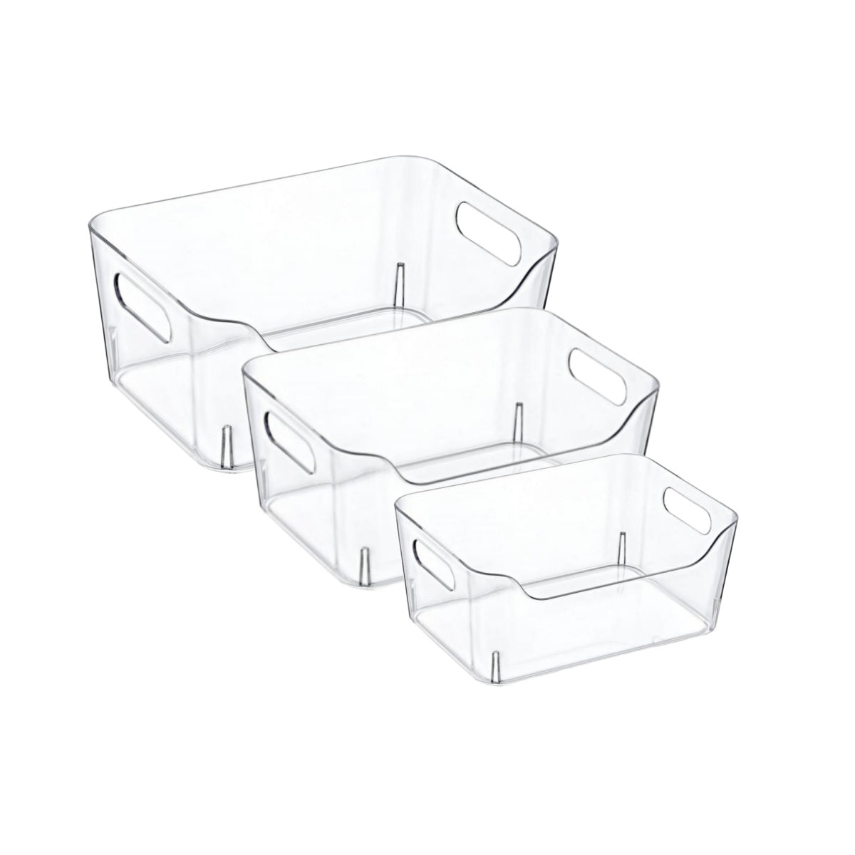 DAMDAM GO Organizador Transparente, Cubetas de Plástico para Organizar, Cajas de Almacenaje con Asas