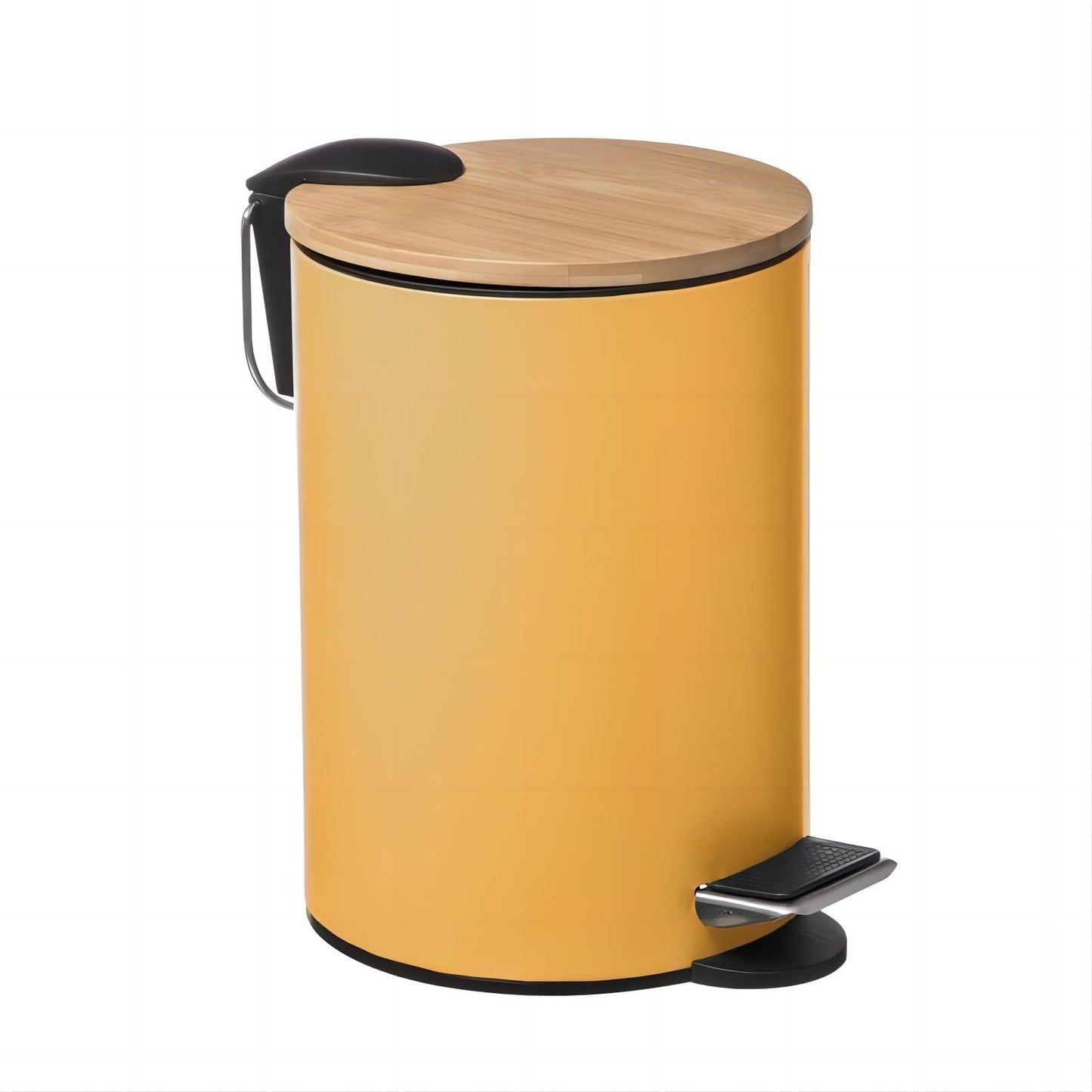 Papelera de baño con Tapa de Madera 3L - Cubo de Basura para baño con Tapa y Pedal Cierre silencioso