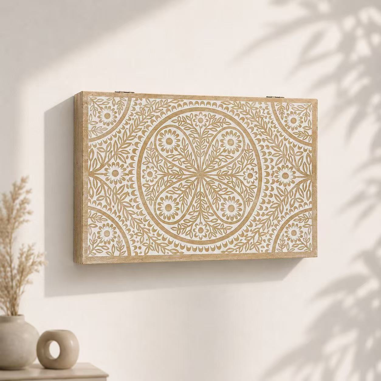 Tapa Contador de Luz Decorativa de Madera, Cubre Cuadro Eléctrico con Diseño de Mandala, Estilo Nórdico - Mandala