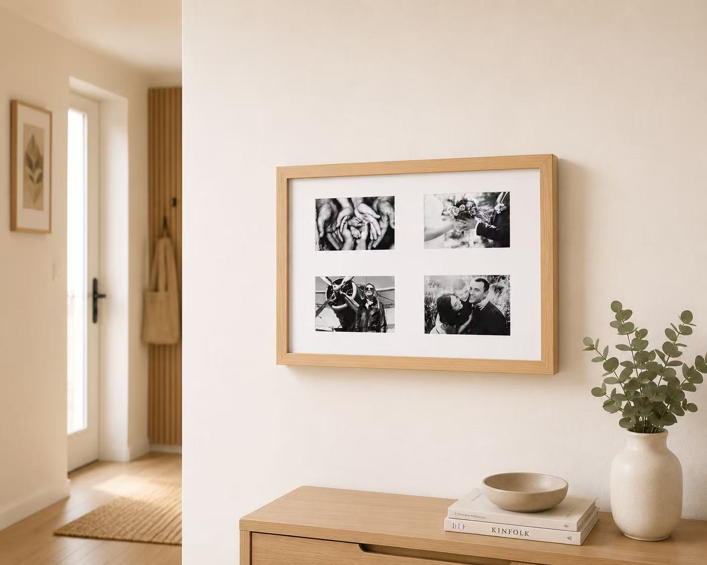Tapa Contador de Luz con Marco para 4 Fotos, Estilo Nórdico, Cubre Cuadro Eléctrico, 48 × 32 cm