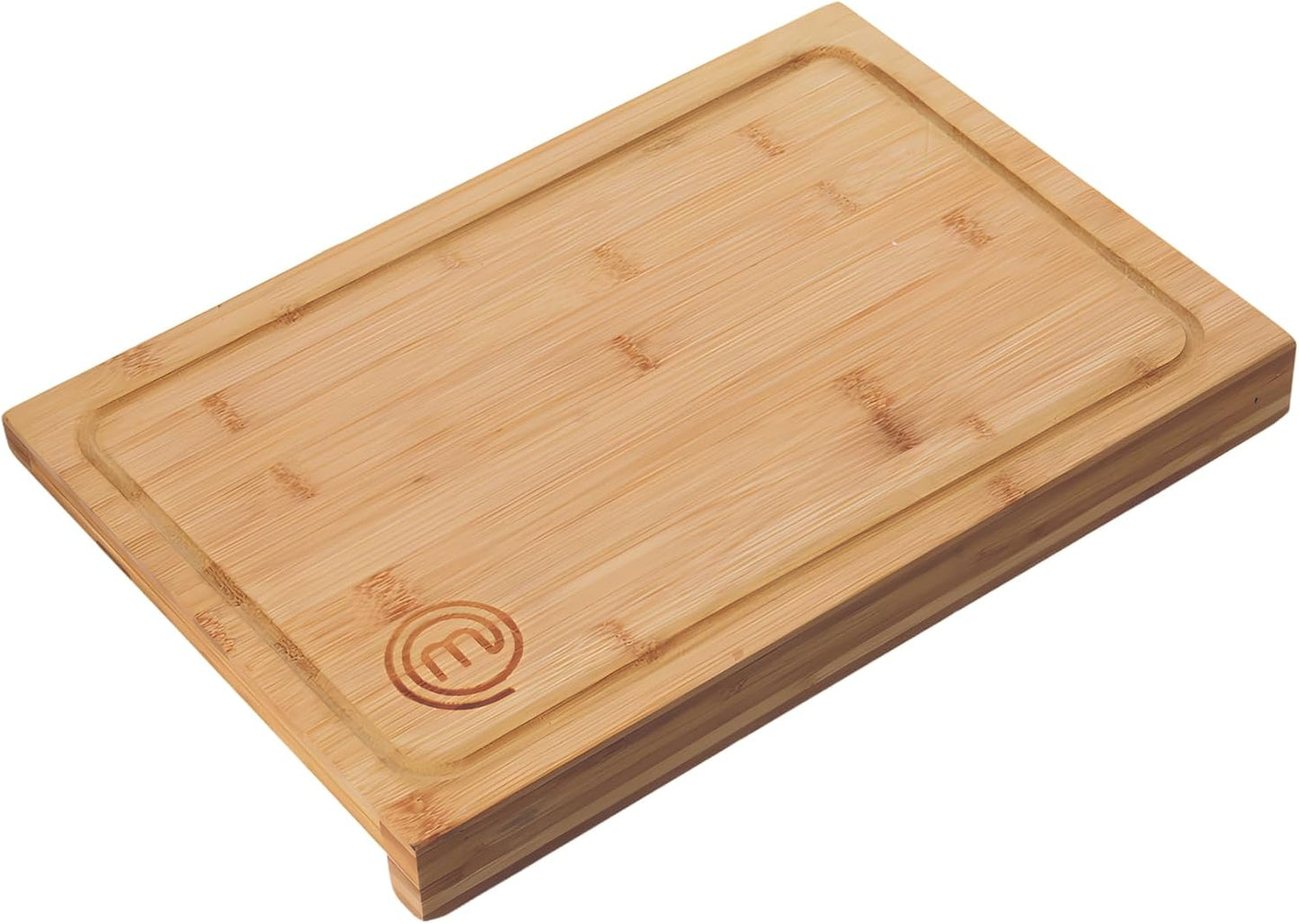 Tabla de cortar de madera, tabla de cocina de bambú, para carne, jamón, pan, queso, con ranura y borde para jugo, natural, sostenible, 38,5 de largo x 26,5 de ancho x 2 de alto