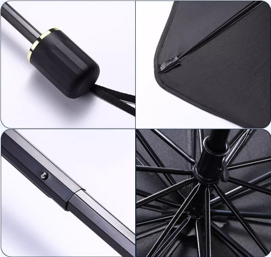 Parasol Coche Tipo Paraguas para Parabrisas, Protector Solar UV, Reduce el Calor Interior, Plegable Compacto con Funda, Universal