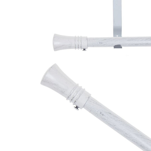 Barra de Cortina Extensible de Metal 120–210 cm, Color Blanco Decap, con Terminales, Estilo Moderno para Salón, Dormitorio o Comedor