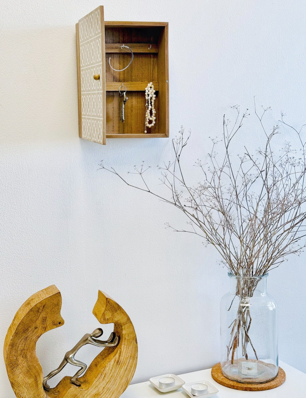 DAMDAM GO Cuelga Llaves, Caja de Madera para Llaves de Pared, Guardallaves con 6 Ganchos, para Hogar, Recibidor