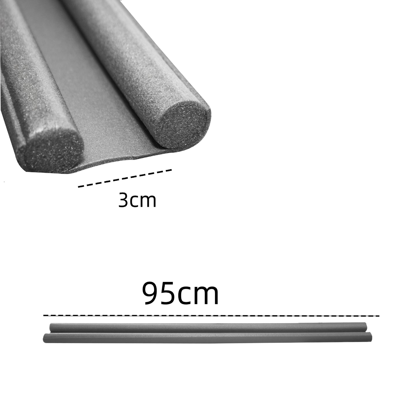 Burlete Doble Pack 2 Gris 95 cm – Aislante para Puertas Inferiores, Antipolvo, Anti Insectos, Anti Ruido y Anti Fugas de Aire – Fácil de Instalar sin Pegamento