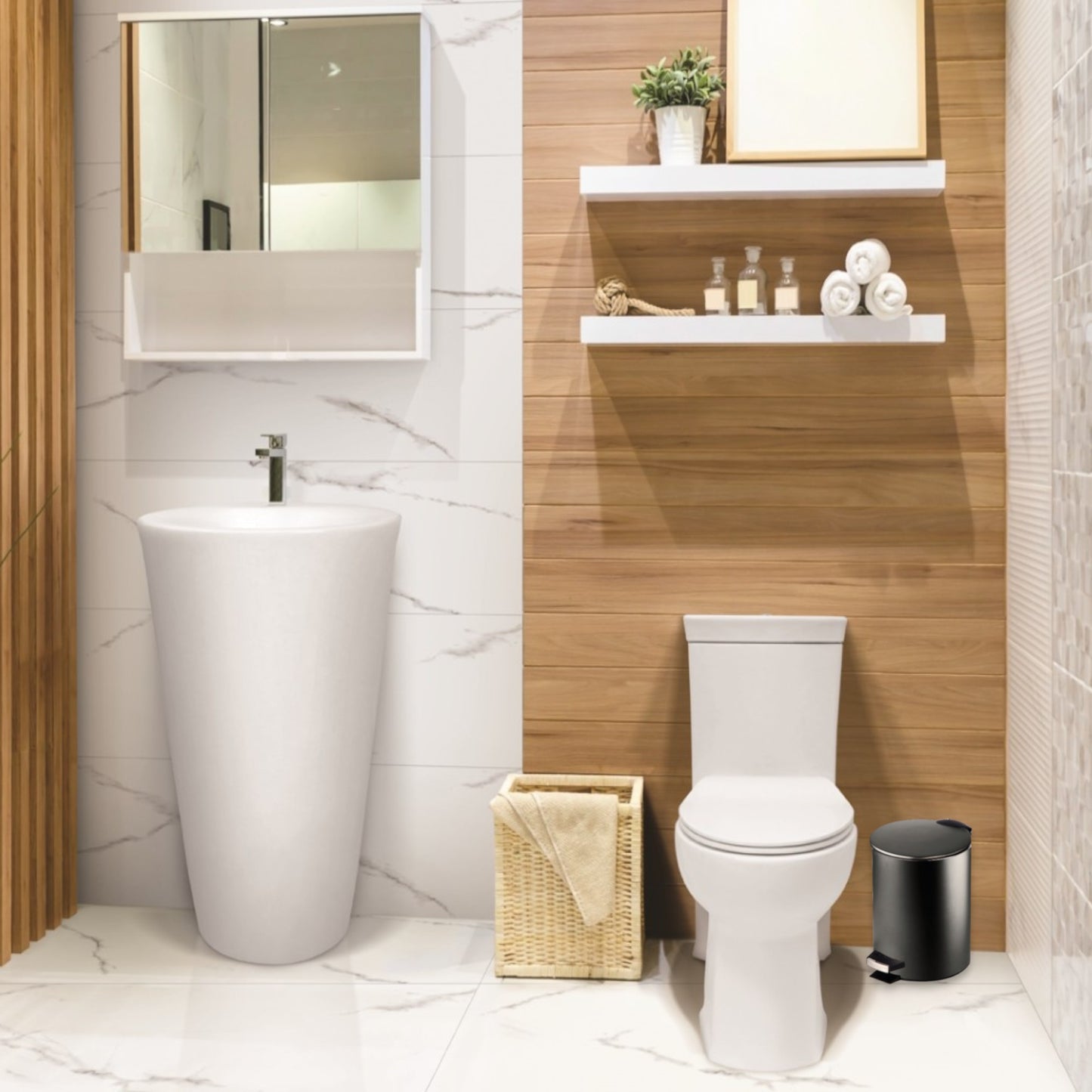 Papelera Baño Con Tapa de Metal 3L - Cubo de Basura Para Cocina, Habitación, Baño