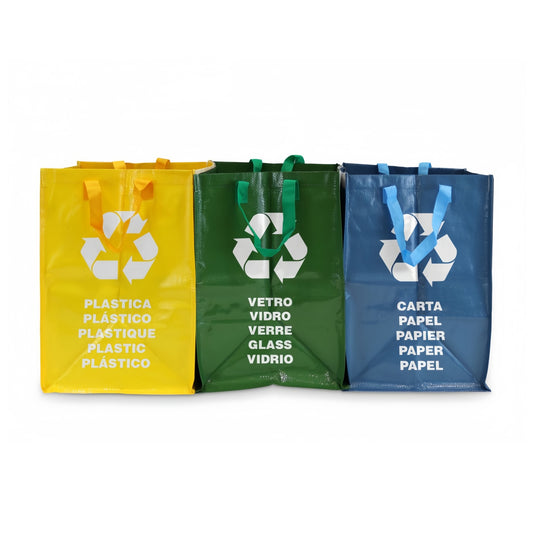 3 Cubo Basura Reciclaje Para Vidrio, Papel y Plástico, Bolsas Basura Reciclaje 3 Piezas, Pack 3 Papelera Cocina Fácil de Vaciar