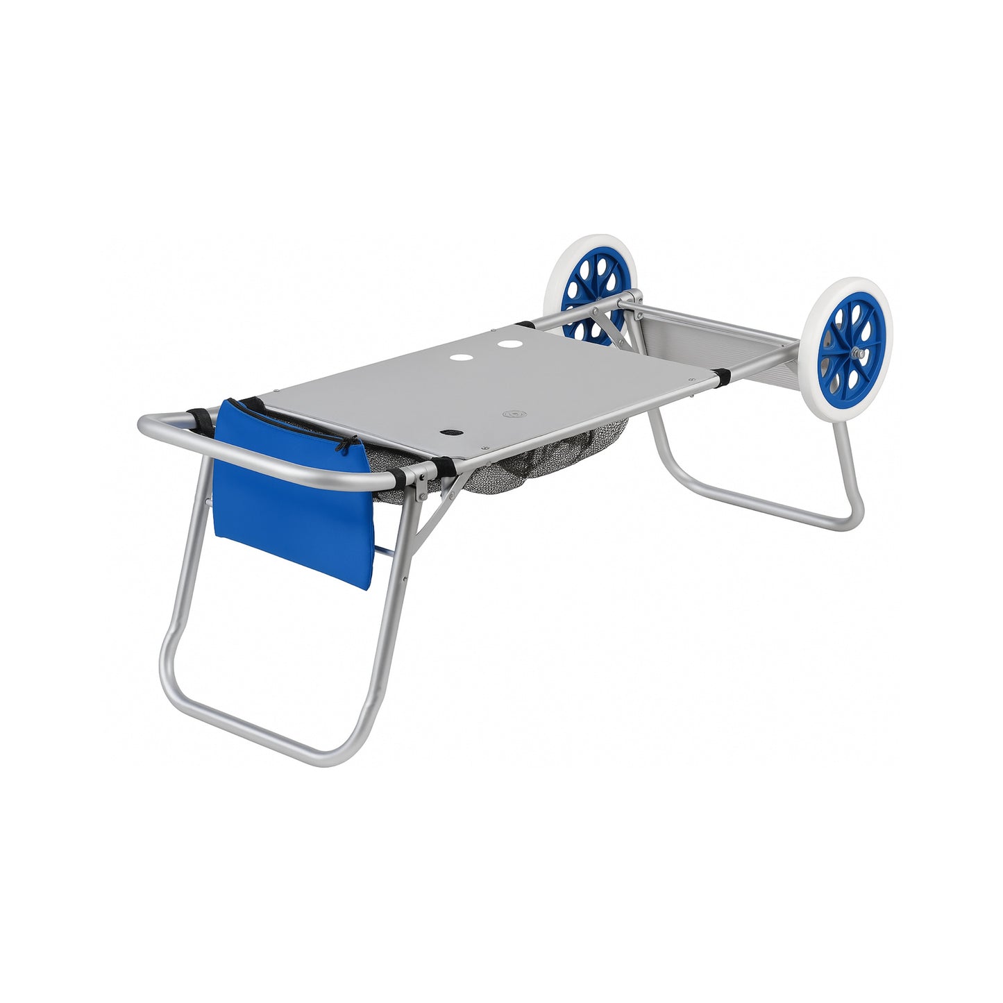Carro de Playa Plegable Carrito Transporte con Ruedas Grandes Todo Terreno, Estructura Ligera de Aluminio, Bolsa de Almacenaje, Ideal para Vacaciones y Camping