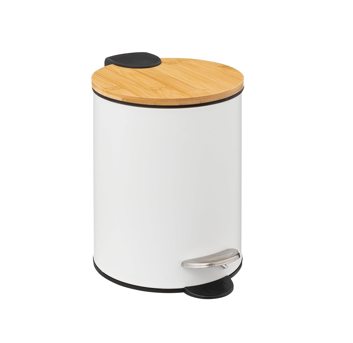 Papelera de Baño con Tapa de Madera 3L - Cubo de Basura para Baño con Tapa y Pedal Cierre Silencioso