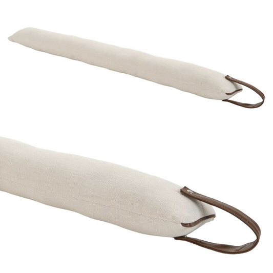 Burlete Cortaviento para Puerta 89x12cm – Tope Bajo Puerta Aislante Térmico y Acústico, Protector contra Frío, Polvo y Viento – Poliéster – Colores Gris, Natural y Topo