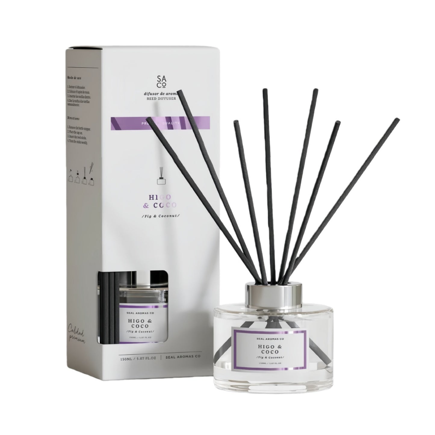 Difusor de Aroma Fresco de Larga Duración, Ambientador Mikado 120 ml, Aromas Naturales para el Hogar, Relajante y Refrescante