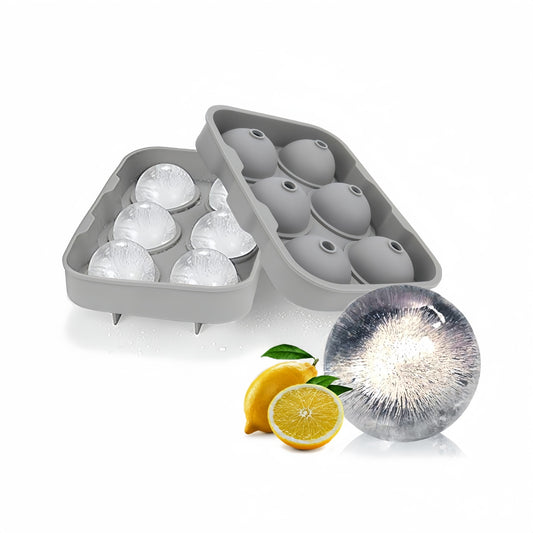 Cubitera de Silicona de Hielo,Cubos de Hielo Forma Redonda, Bandeja Hielera de Fácil Extracción, Color Gris, Pack 2 (Hielo Redonda)