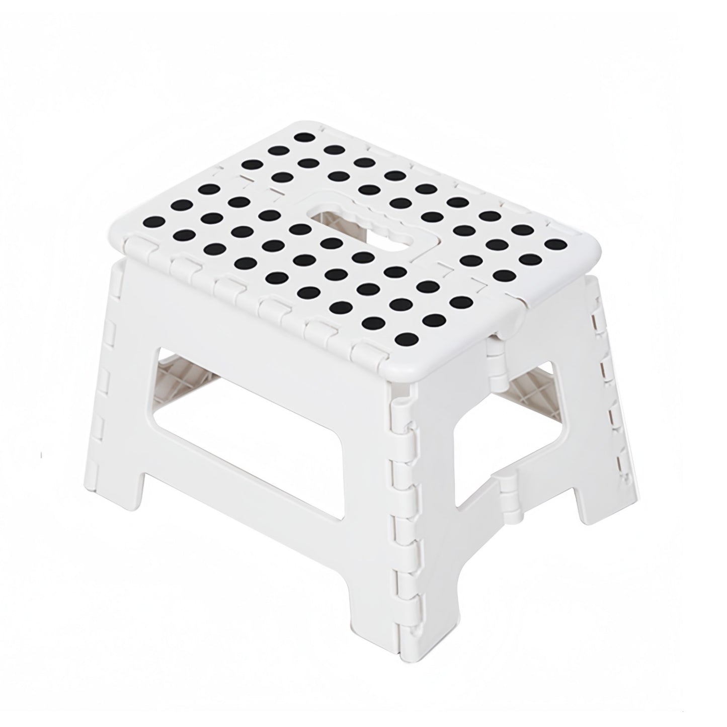 Taburete Plegable de Plástico con Superficie Antideslizante, Portátil y Resistente, Para Cocina, Baño o Niños – Blanco y Gris