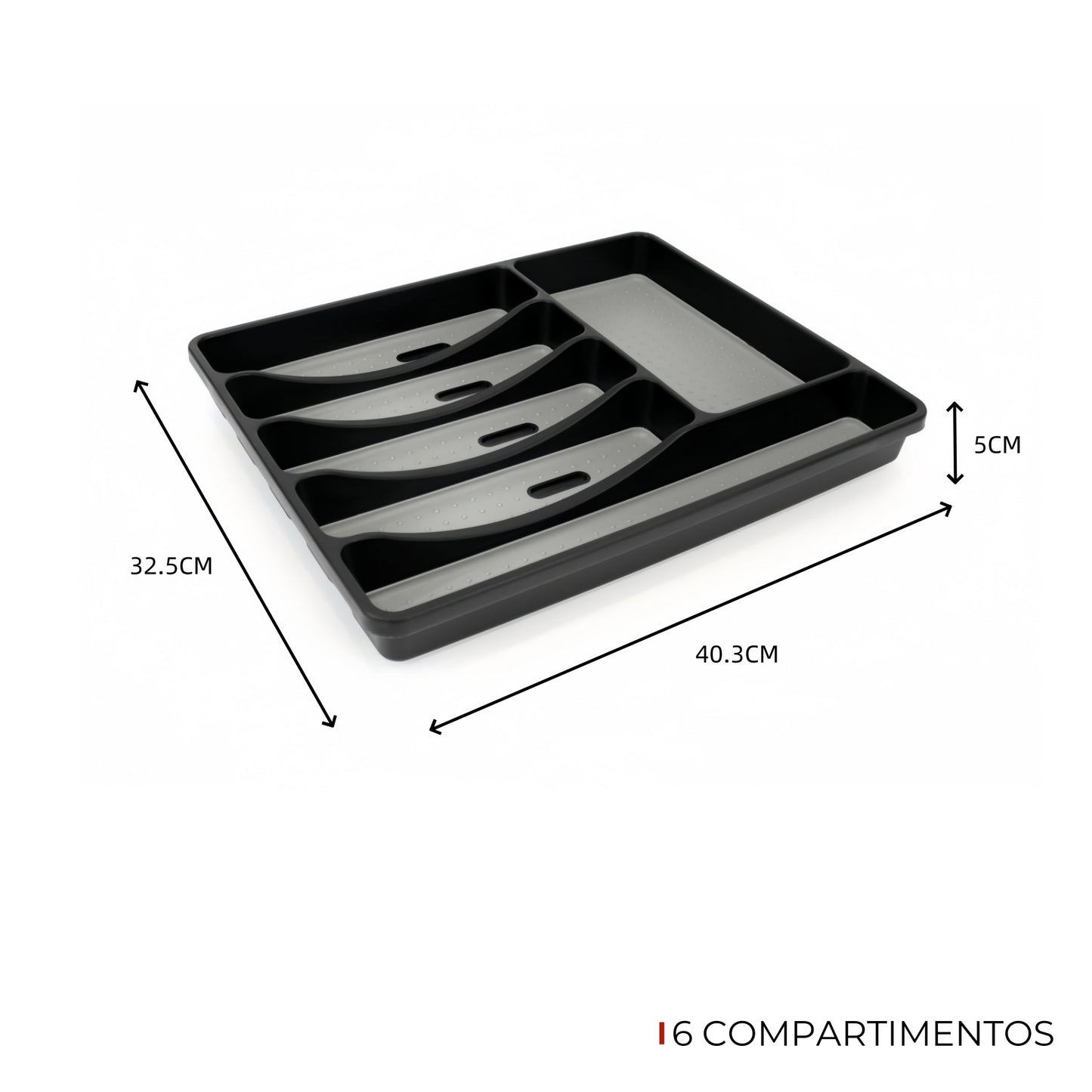Cubertero Antideslizante de Plástico y Silicona, Organizador Para Cajones, Organizador de Utensilios Para Cocina Resistente y Fácil de Limpiar
