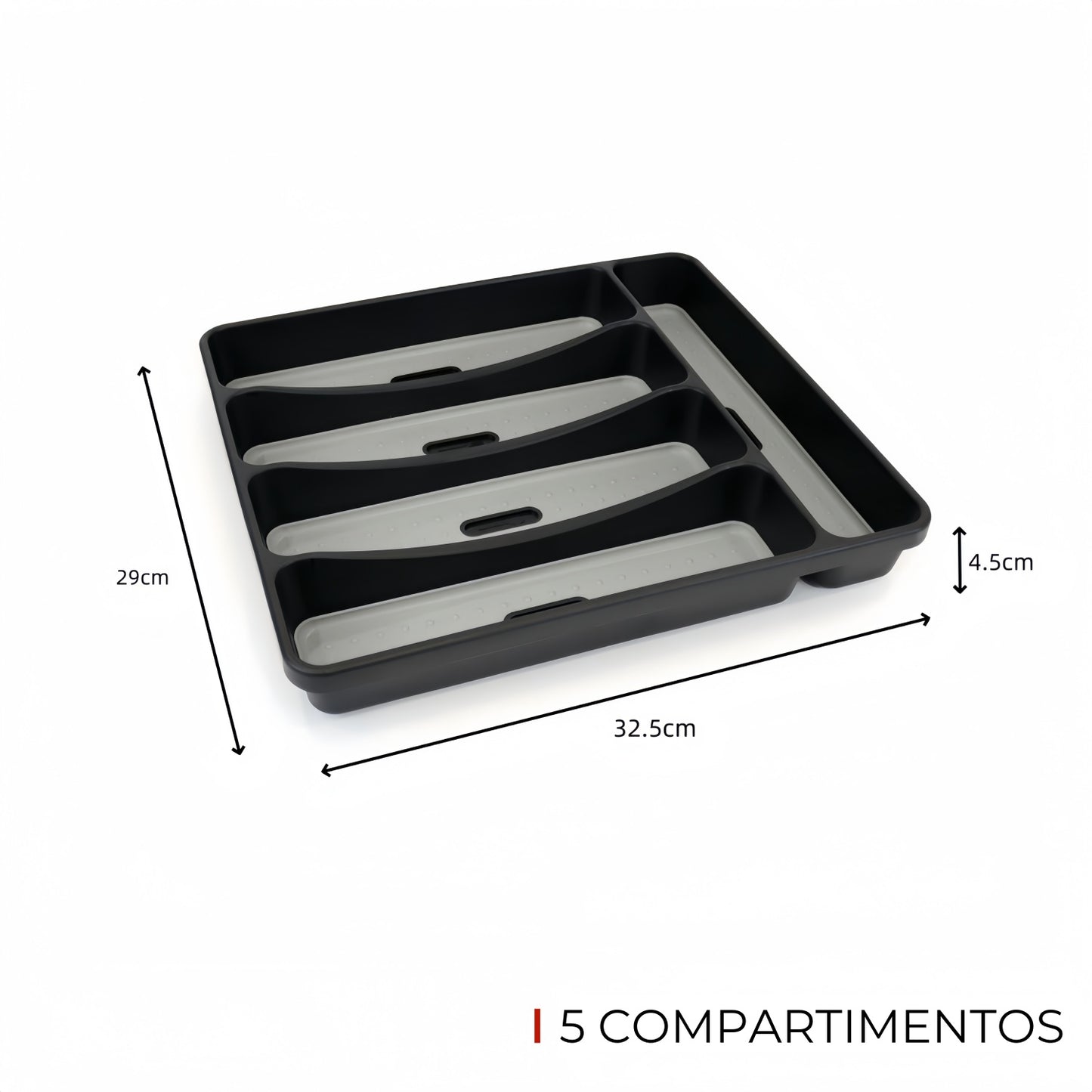 Cubertero Antideslizante de Plástico y Silicona, Organizador Para Cajones, Organizador de Utensilios Para Cocina Resistente y Fácil de Limpiar