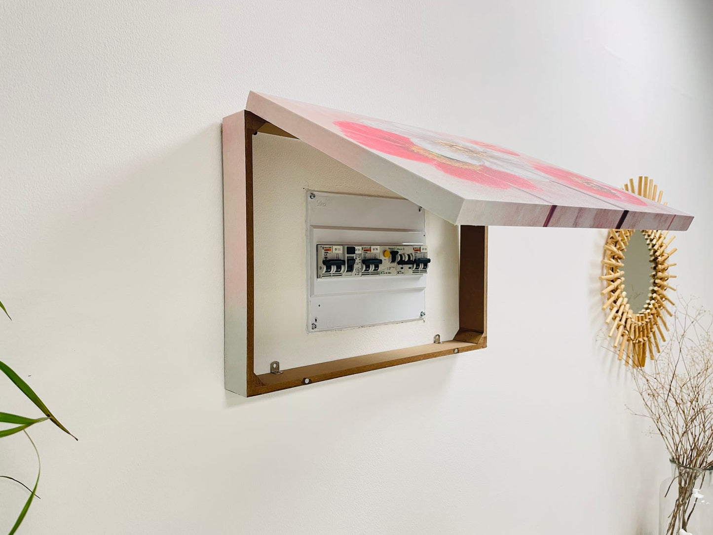 Tapa Contador de luz Cubre Cuadros electricos Buda Lienzo Canvas Madera