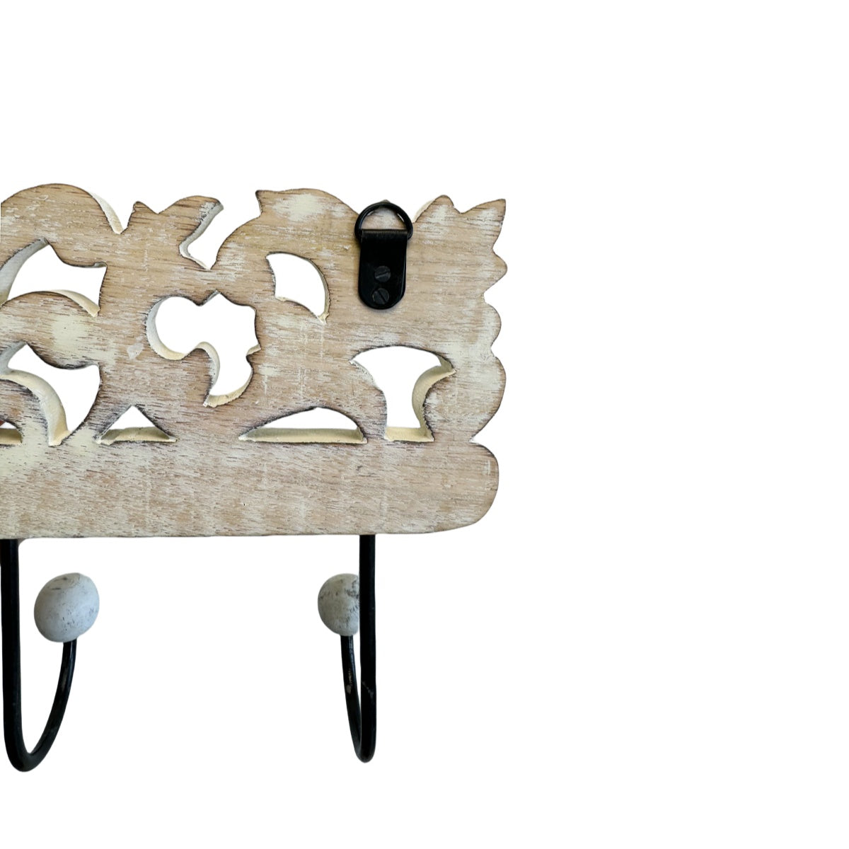 DAMDAM GO Perchero Pared 4 Colgador Madera Tallada, Percheros Pared de Diseño Para Recibidores, Entradas, Dormitorios, Habitaciones Infantiles y Baños 40x18 cm