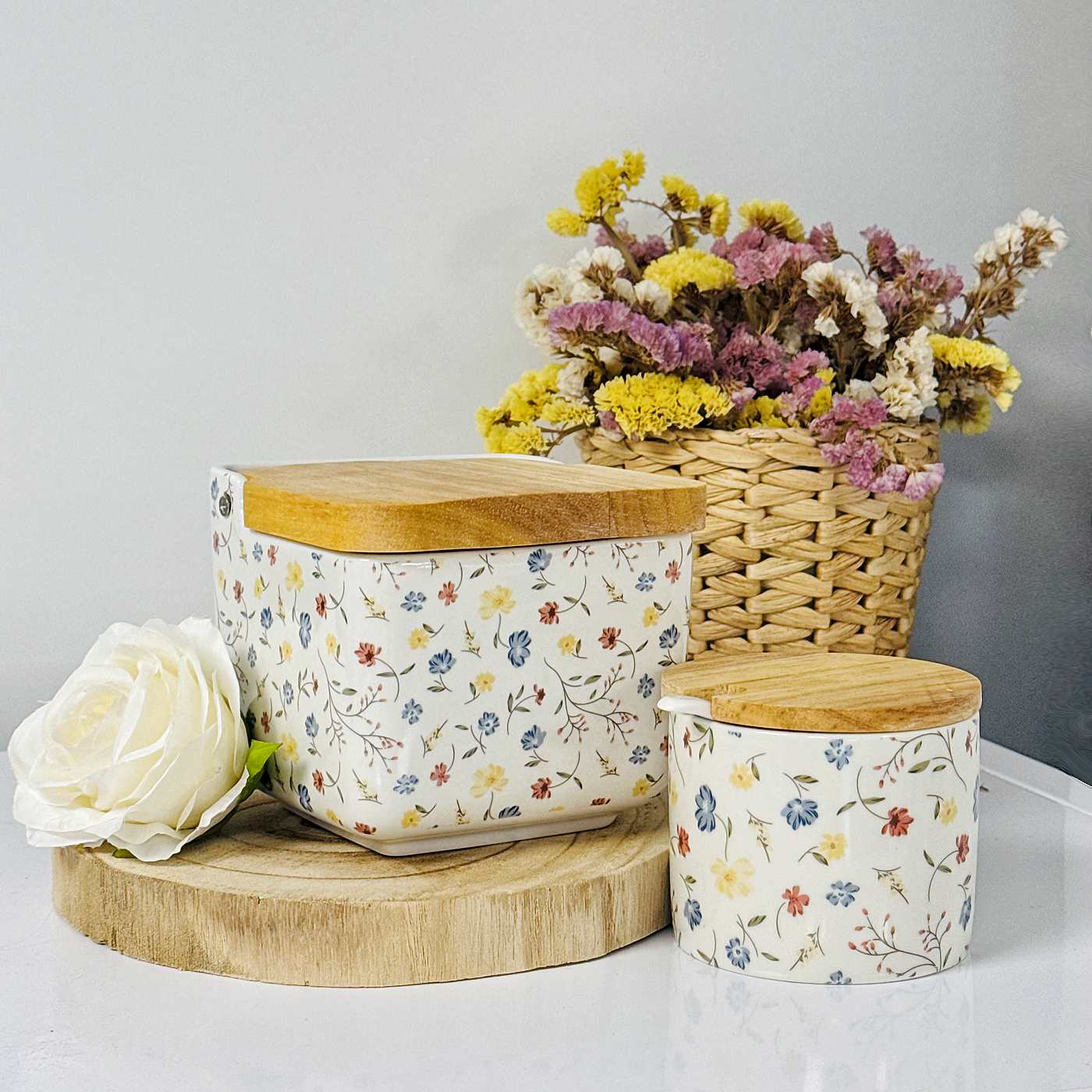 Azucarero Cocina Blanco Minimalista de Cerámica
