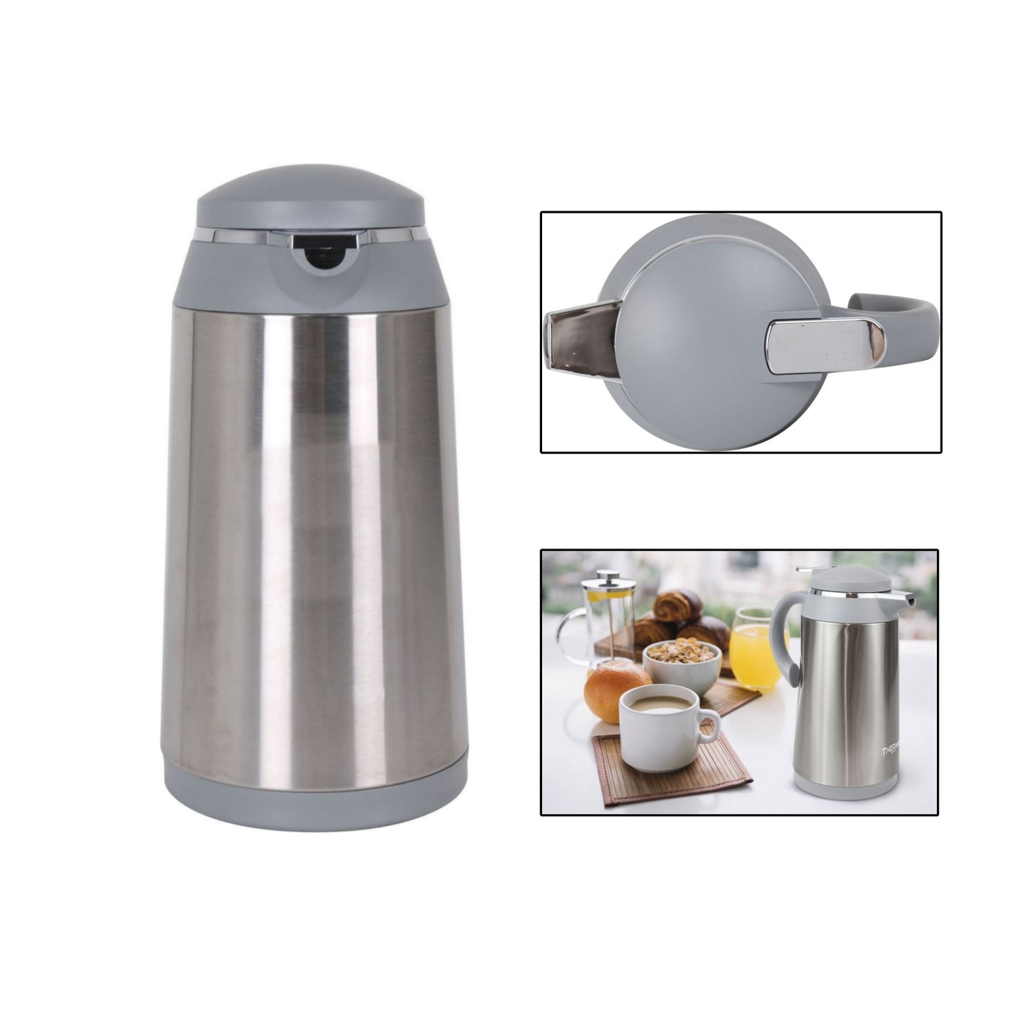 Jarra Térmica de Acero Inoxidable de 1/L, Termo de Té y Café Para Catering, Tetera con Aislamiento al Vacío