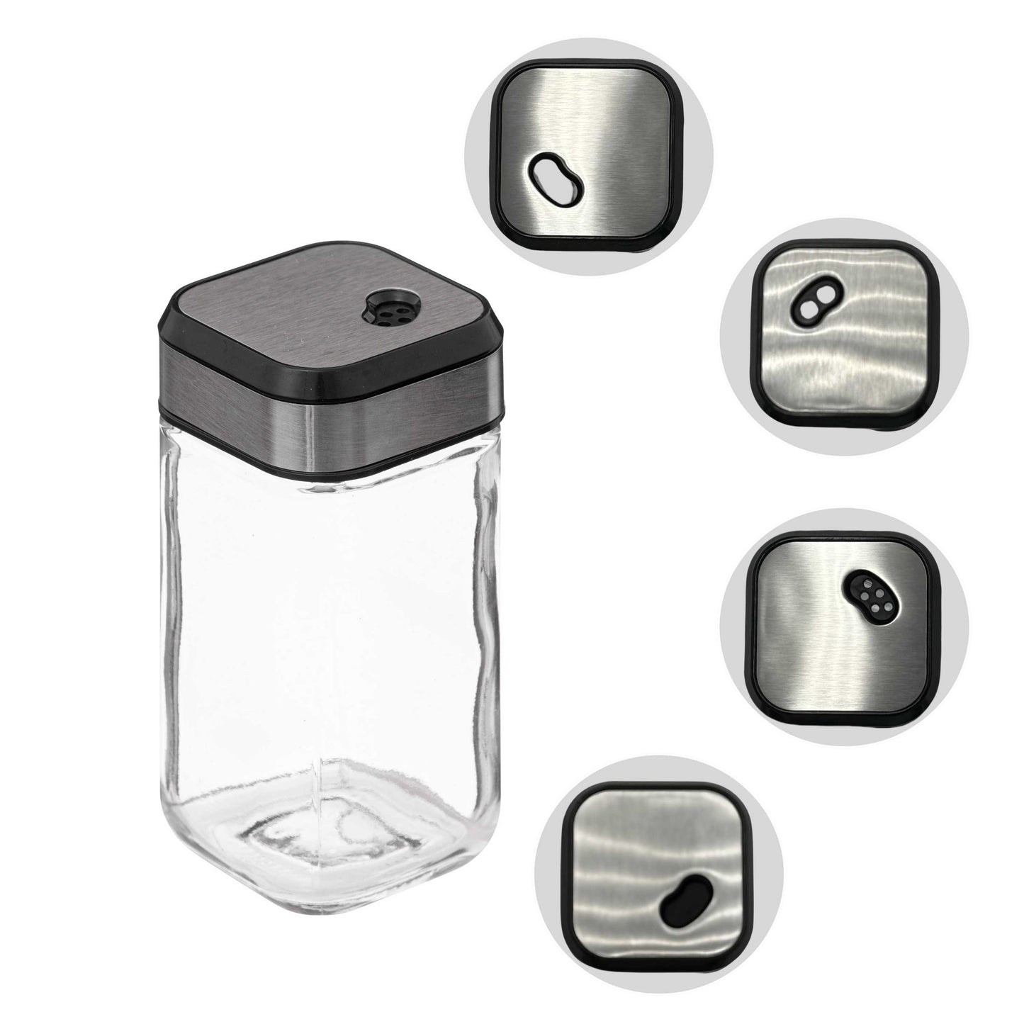 DAMDAM GO Set de Aceitera de Cristal Para Cocina, Juego de Aceitera, Vinagrera, Salero y Pimentero, Con Tapón Anti-Suciedad