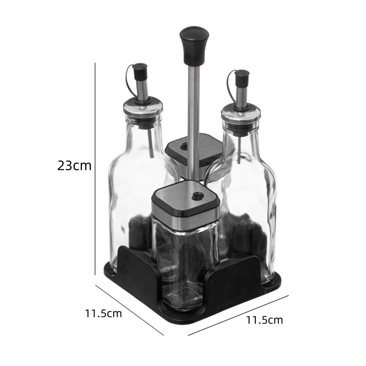 DAMDAM GO Set de Aceitera de Cristal Para Cocina, Juego de Aceitera, Vinagrera, Salero y Pimentero, Con Tapón Anti-Suciedad