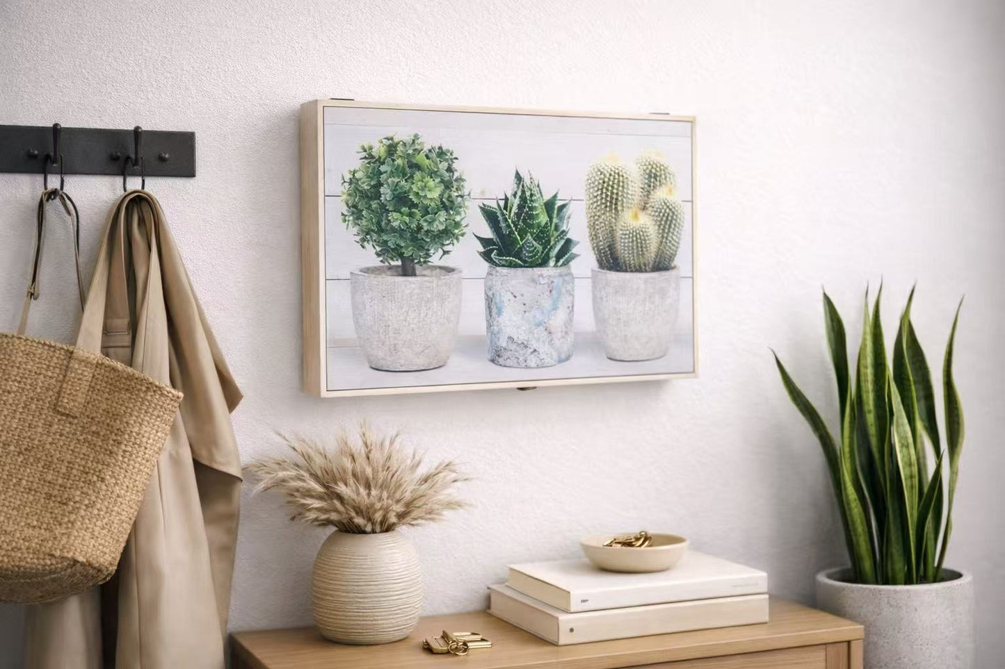 DAMDAM GO Tapa Cuadro Eléctrico Decorativa de Madera Blanca | Estilo Nórdico para Entrada y Recibidor | Cubre Contador de Luz Moderno